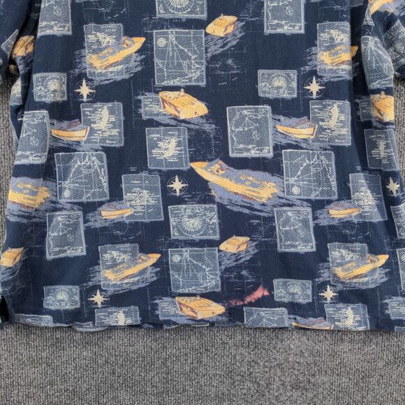 Munsingwear Men's Boat Print Polo Shirt Blue Large Compass Nautical 100% Cotton - Picture 7 of 12